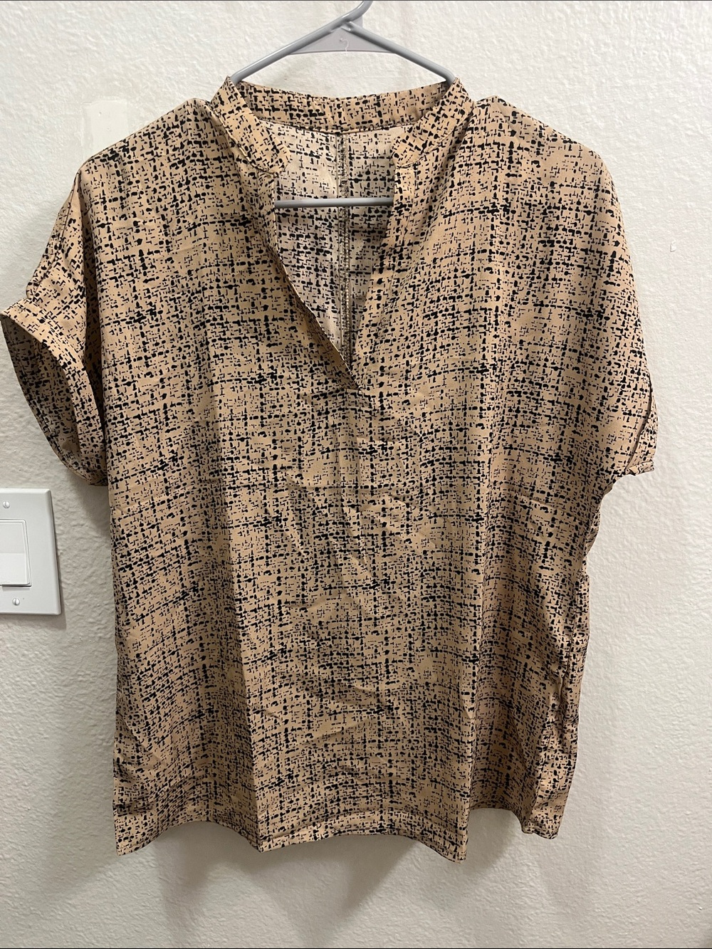 Brown with black print blouse